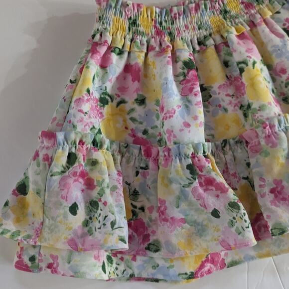 Janie And Jack Skirt Girls Sz 2T Pink Watercolor Floral 2023 Marshmallow Chiffon - Picture 2 of 6